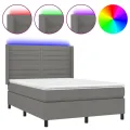 cadre de lit matelas LED Gris foncé 140x190 cm Tissu
