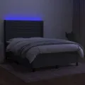 cadre de lit matelas LED Gris foncé 140x190 cm Tissu