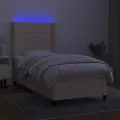 cadre de lit matelas LED Crème 80x200cm Tissu