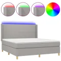 cadre de lit matelas LED Gris clair 180x200 cm Tissu