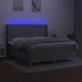 cadre de lit matelas LED Gris clair 180x200 cm Tissu