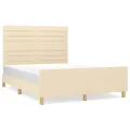 Cadre de lit avec tête de lit Crème 140x200 cm Tissu