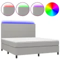 cadre de lit et matelas et LED Gris clair 180x200 cm