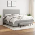 cadre de lit avec matelas Gris clair 180x200cm Tissu