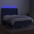 cadre de lit matelas et LED Bleu 140x190 cm Tissu