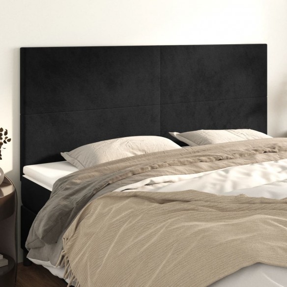 Têtes de lit 4 pcs Noir 90x5x78/88 cm Velours