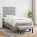 cadre de lit avec matelas Gris clair 90x200 cm Tissu