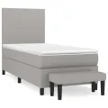 cadre de lit avec matelas Gris clair 90x200 cm Tissu