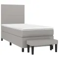 cadre de lit avec matelas Gris clair 90x200 cm Tissu