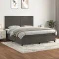 cadre de lit et matelas Gris foncé 180x200cm Velours