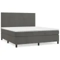 cadre de lit et matelas Gris foncé 180x200cm Velours