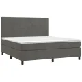 cadre de lit et matelas Gris foncé 180x200cm Velours