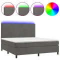cadre de lit avec matelas LED Gris foncé 180x200 cm