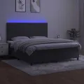 cadre de lit avec matelas LED Gris foncé 180x200 cm
