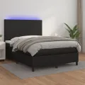 cadre de lit avec matelas et LED Noir 140x200 cm