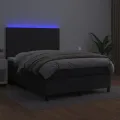 cadre de lit avec matelas et LED Noir 140x200 cm