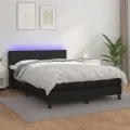 cadre de lit avec matelas et LED Noir 140x200 cm