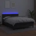cadre de lit avec matelas et LED Noir 140x200 cm