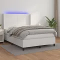 cadre de lit matelas LED Blanc 140x200 cm Similicuir