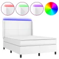 cadre de lit matelas LED Blanc 140x200 cm Similicuir