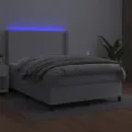 cadre de lit matelas LED Blanc 140x200 cm Similicuir