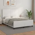 Cadre de lit avec tête de lit Blanc 140x200 cm Similicuir
