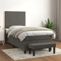 cadre de lit et matelas Gris foncé 90x190 cm Velours