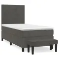 cadre de lit et matelas Gris foncé 90x190 cm Velours