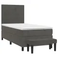 cadre de lit et matelas Gris foncé 90x190 cm Velours