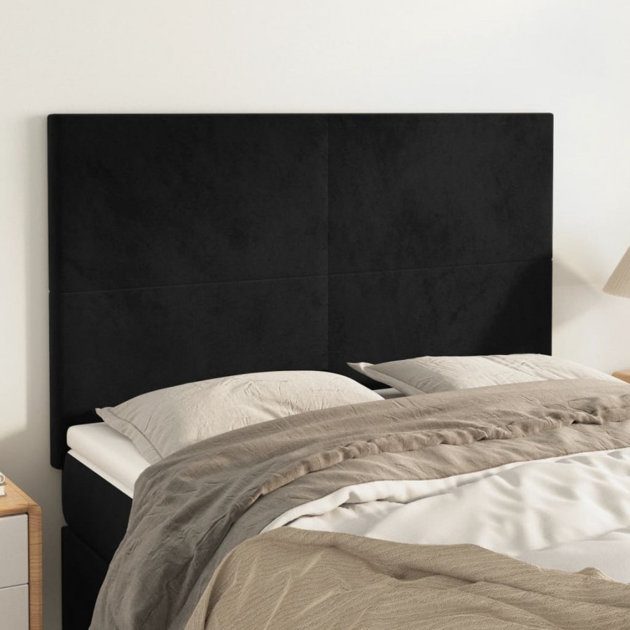 Têtes de lit 4 pcs Noir 72x5x78/88 cm Velours