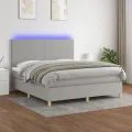 cadre de lit et matelas et LED Gris clair 160x200 cm