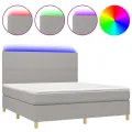 cadre de lit et matelas et LED Gris clair 160x200 cm