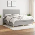 cadre de lit avec matelas Gris clair 160x200cm Tissu