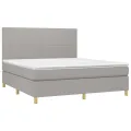 cadre de lit avec matelas Gris clair 160x200cm Tissu