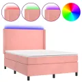 cadre de lit matelas et LED Rose 140x190 cm Velours