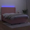 cadre de lit matelas et LED Rose 140x190 cm Velours