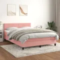 cadre de lit avec matelas Rose 140x190 cm Velours