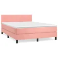 cadre de lit avec matelas Rose 140x200 cm Velours