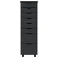 Armoire roulante avec tiroirs MOSS gris bois de pin solide
