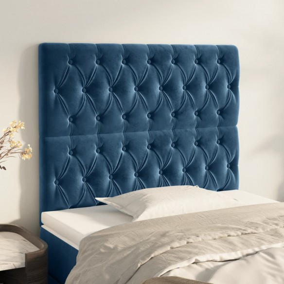 Têtes de lit 2 pcs Bleu foncé 90x7x78/88 cm Velours