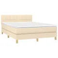 cadre de lit avec matelas LED Crème 140x190 cm Tissu
