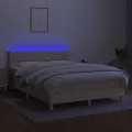 cadre de lit avec matelas LED Crème 140x190 cm Tissu
