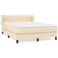 cadre de lit avec matelas Crème 140x190 cm Tissu