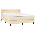 cadre de lit avec matelas Crème 140x190 cm Tissu