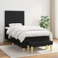 cadre de lit avec matelas Noir 90x190 cm Tissu