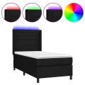 cadre de lit matelas et LED Noir 90x190 cm Tissu