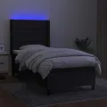 cadre de lit matelas et LED Noir 90x190 cm Tissu