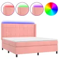 cadre de lit matelas et LED Rose 160x200 cm Velours