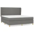 cadre de lit avec matelas Gris foncé 180x200cm Tissu