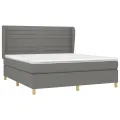 cadre de lit avec matelas Gris foncé 180x200cm Tissu